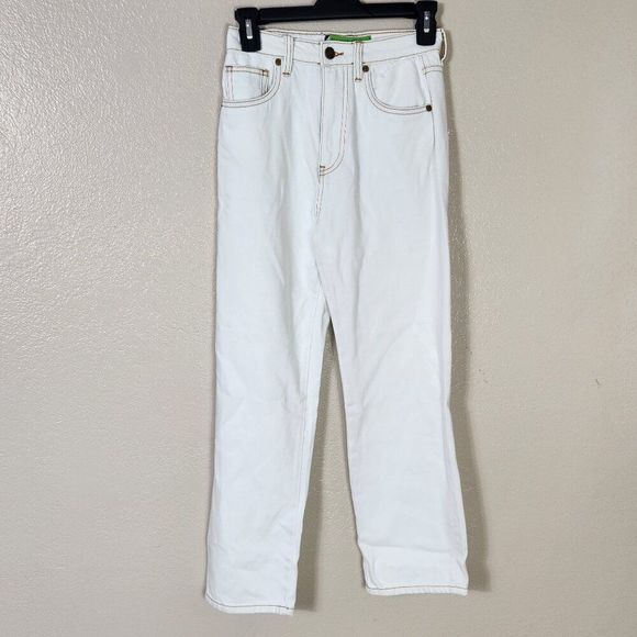 NWT Sandrine Rose X Free People White Straight Leg Jeans Size 24 - Picture 2 of 16